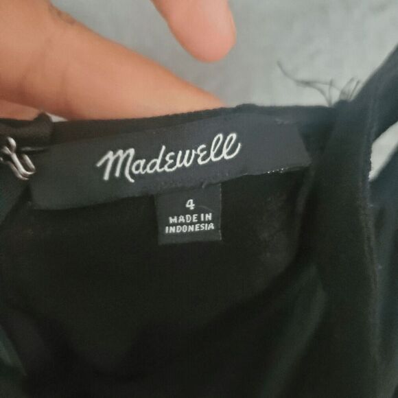 Madewell Women's Smocked Black Button-Front Crop Tank Top Jumpsuit 4 - Picture 3 of 5